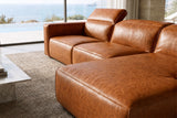 Emery Distressed Italian Aniline Leather Recliner Sectional Sofa