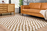 Lajos Brown Checkered Shag Rug - Clearance