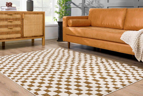 Lajos Brown Checkered Shag Rug - Clearance