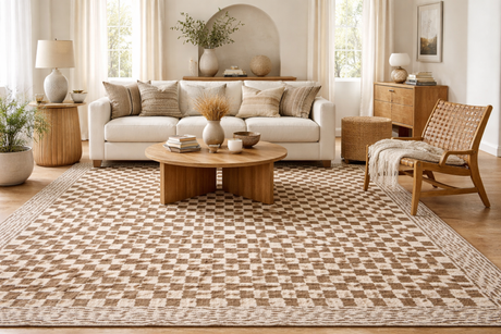 Leryn Brown Checkered Plush Rug