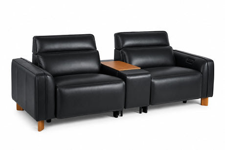 Lesley Leather Dual Recliner Sofa with Console