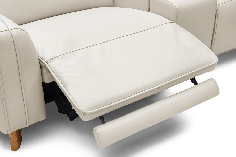 Valencia Lesley Top Grain Leather Loveseat with Console Recliner Sofa, Beige