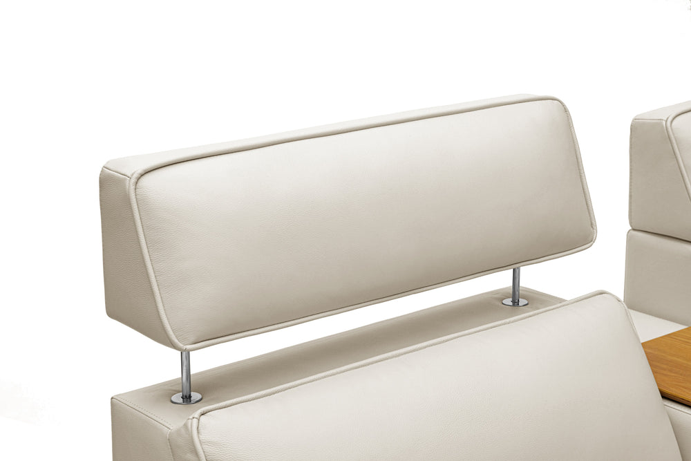 Valencia Lesley Top Grain Leather Loveseat with Console Recliner Sofa, Beige