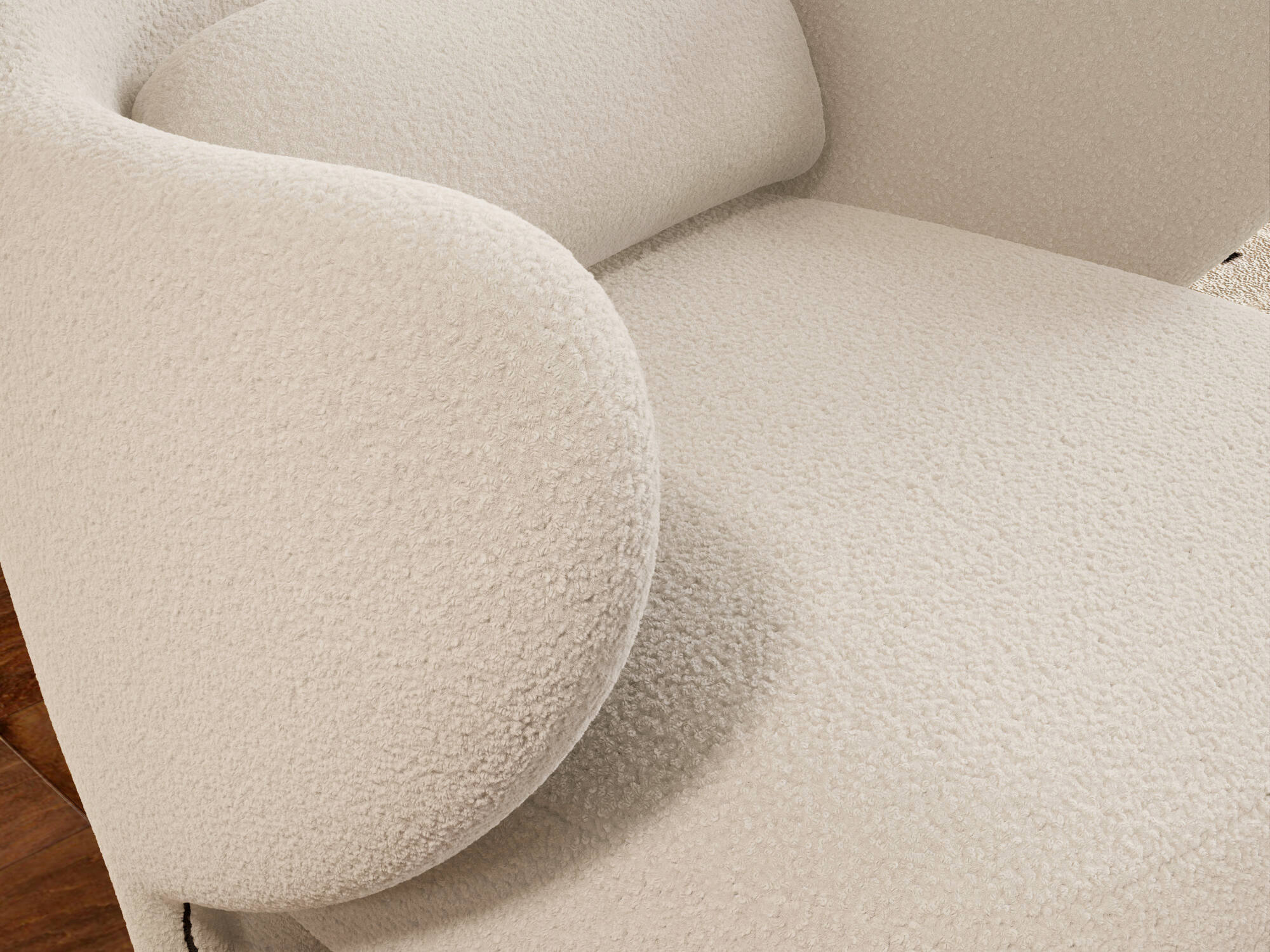 Erica: Plush White Bouclé Fabric Seat for Living Rooms