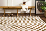 Lajos Brown Checkered Shag Rug - Clearance