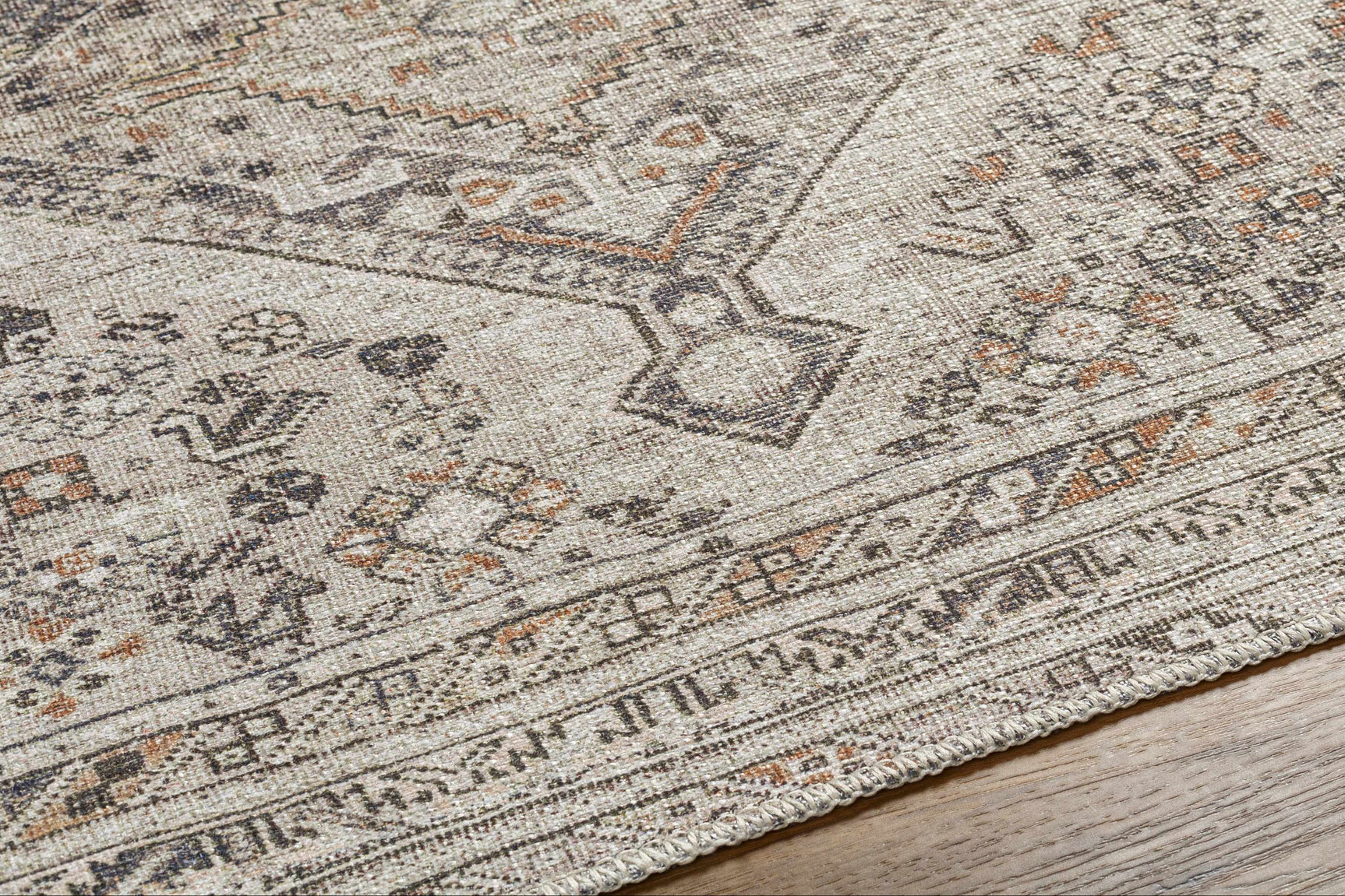 Barny Beige Flat Pile Washable Rug