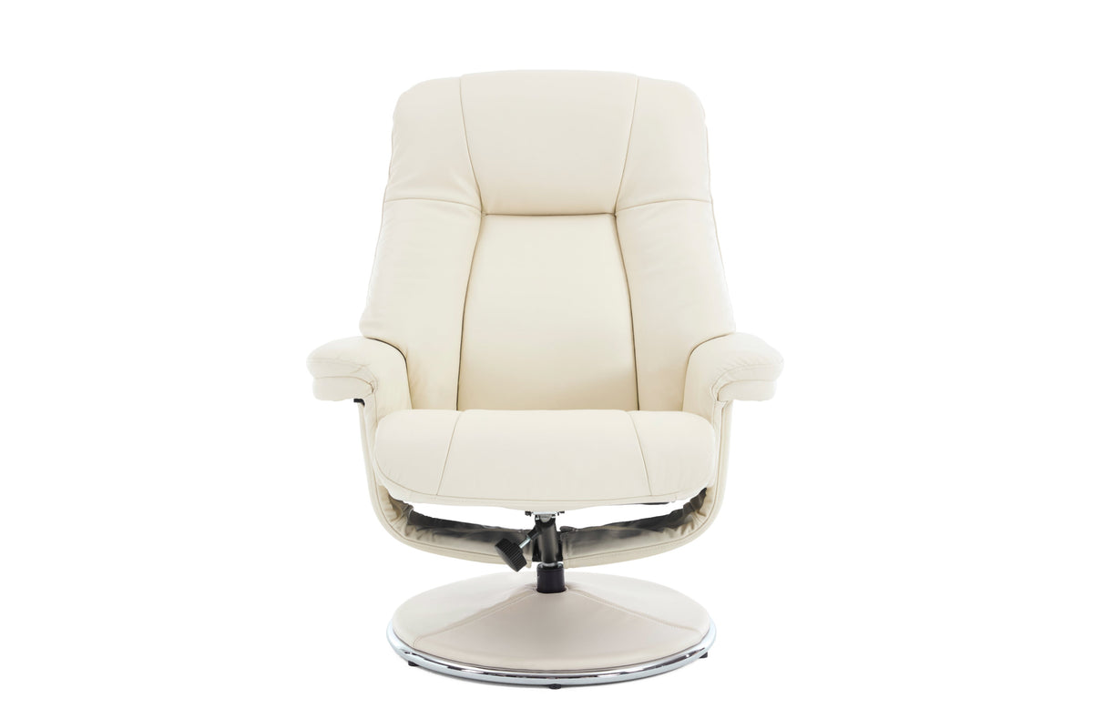 Lucinda Leather Swivel Recliner Chair with Ottoman