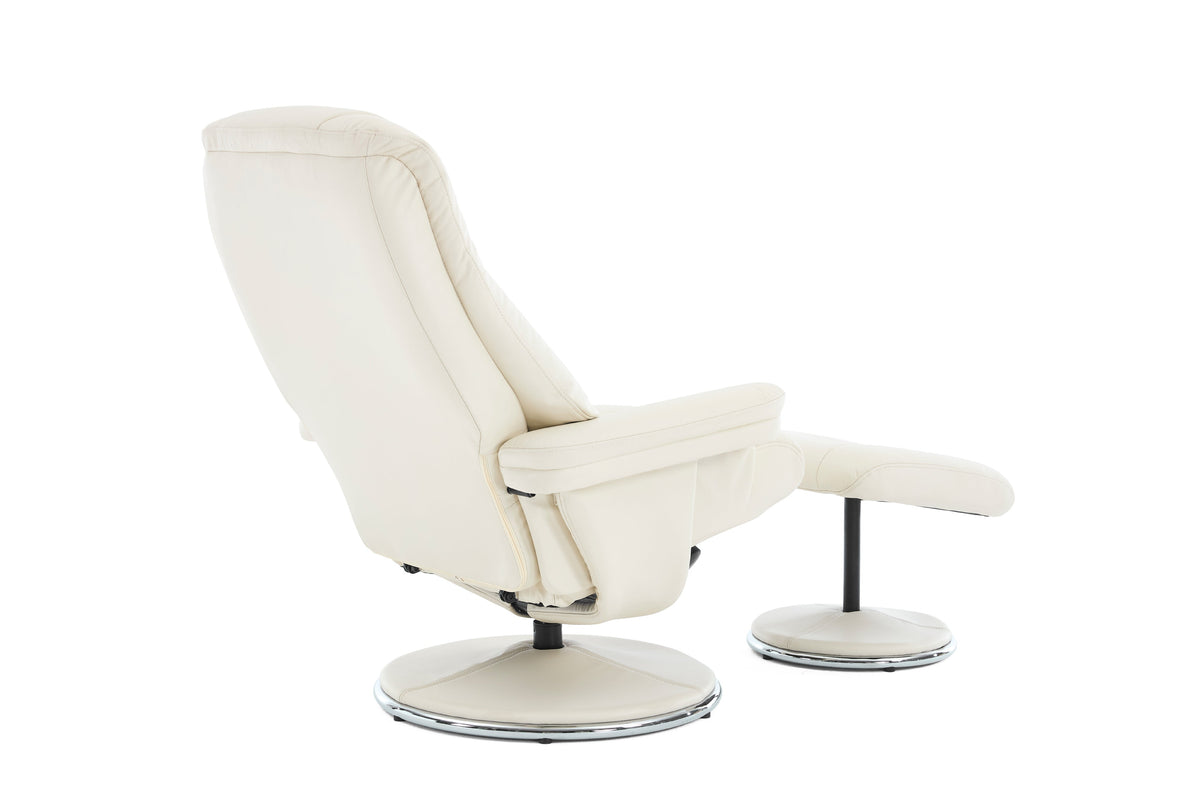 Lucinda Leather Swivel Recliner Chair with Ottoman
