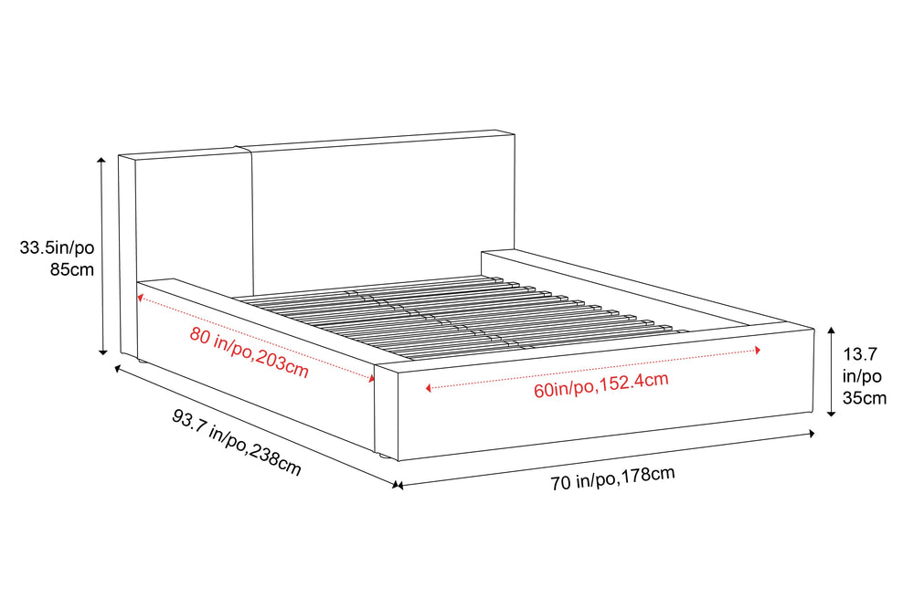 Valencia Luisa Fabric Queen Bed Frame, Grey