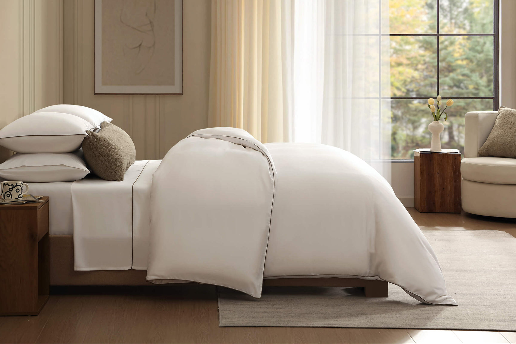 Bamboo Viscose Luxe Sham Set with Piping