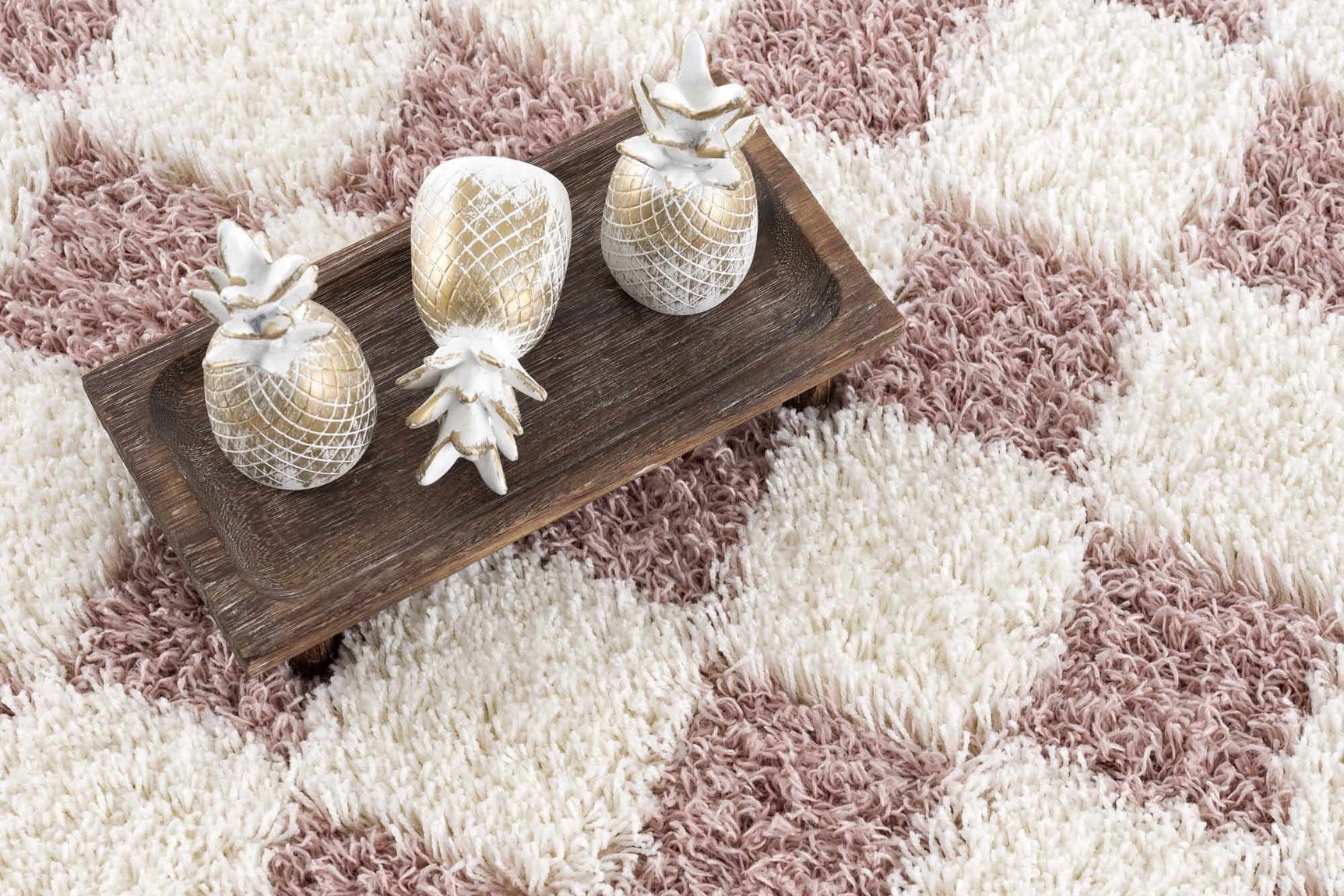 Atira Pink Checkered Shag Rug