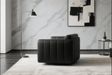 Lyra Modern Channel-Tufted Leather Swivel Chair