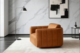 Lyra Modern Channel-Tufted Leather Swivel Chair