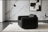 Lyra Modern Channel-Tufted Leather Swivel Chair