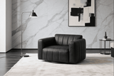 Lyra Modern Channel-Tufted Leather Swivel Chair