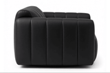 Lyra Modern Channel-Tufted Leather Swivel Chair
