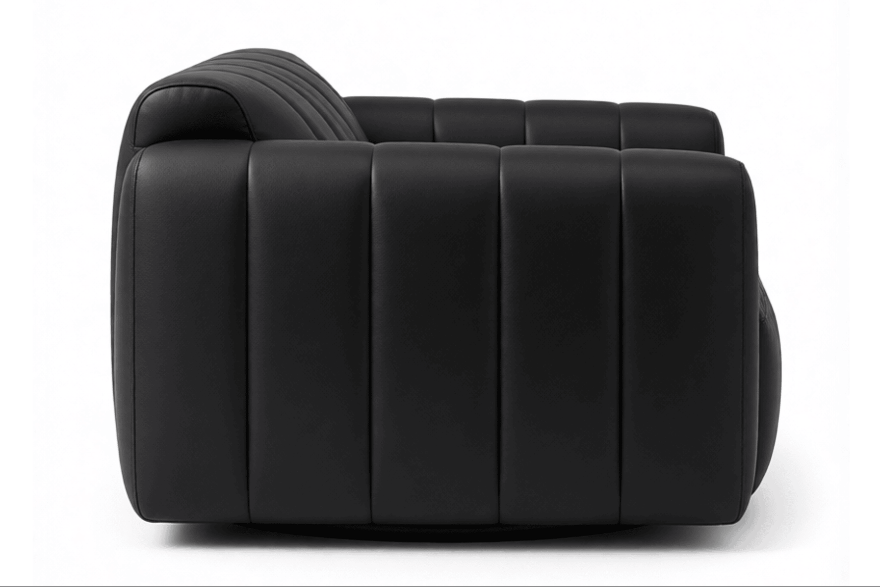 Lyra Modern Channel-Tufted Leather Swivel Chair