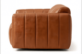 Lyra Modern Channel-Tufted Leather Swivel Chair