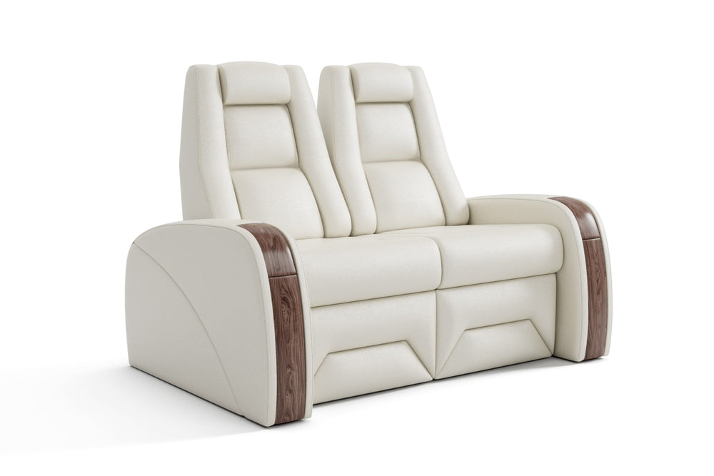 Valencia Prague Executive Leather Elite Home Theater Seating, Row of 2 Loveseat, Beige