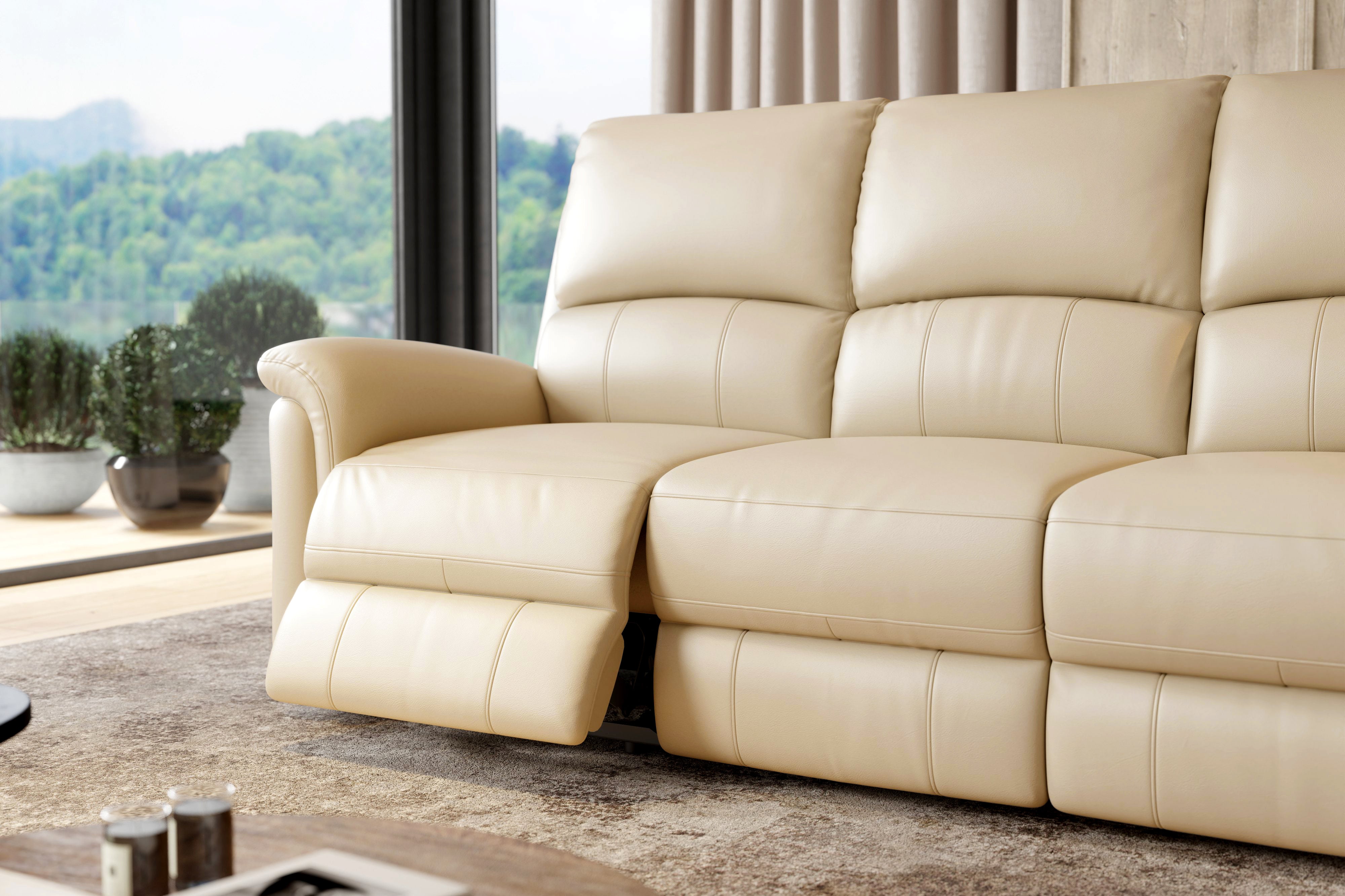 Beige leather sofa discount recliner