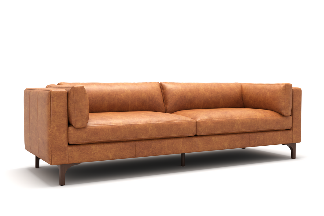 Valencia Mary Top Grain Nappa Full Leather Wide Sofa, Tan