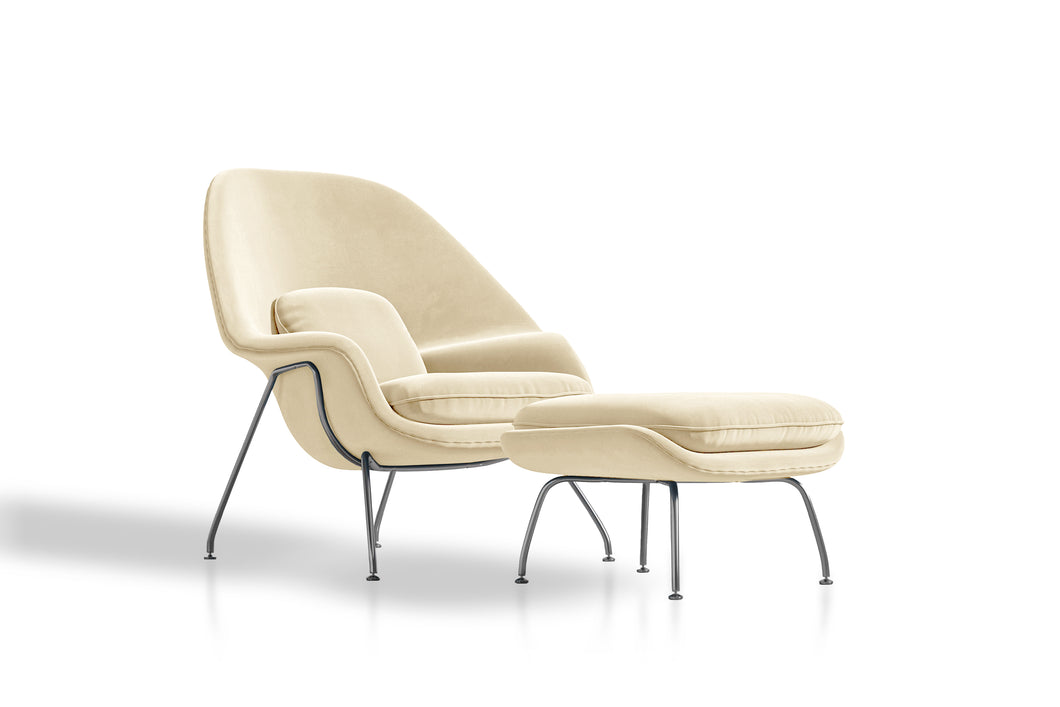Valencia Marzena Womb Chair with Ottoman, Beige Color
