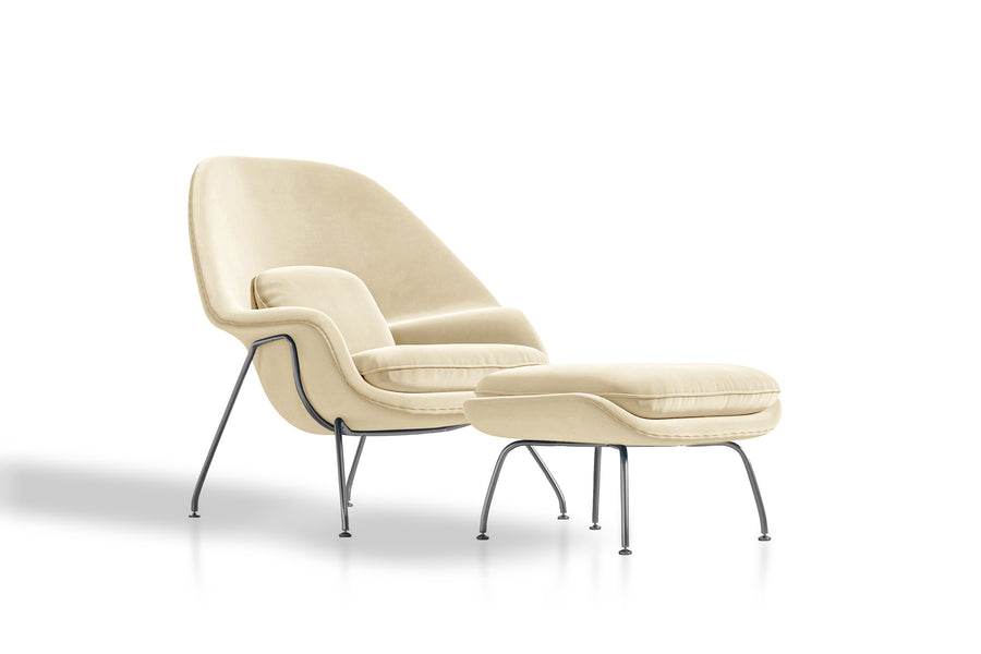 Valencia Marzena Womb Chair with Ottoman, Beige Color