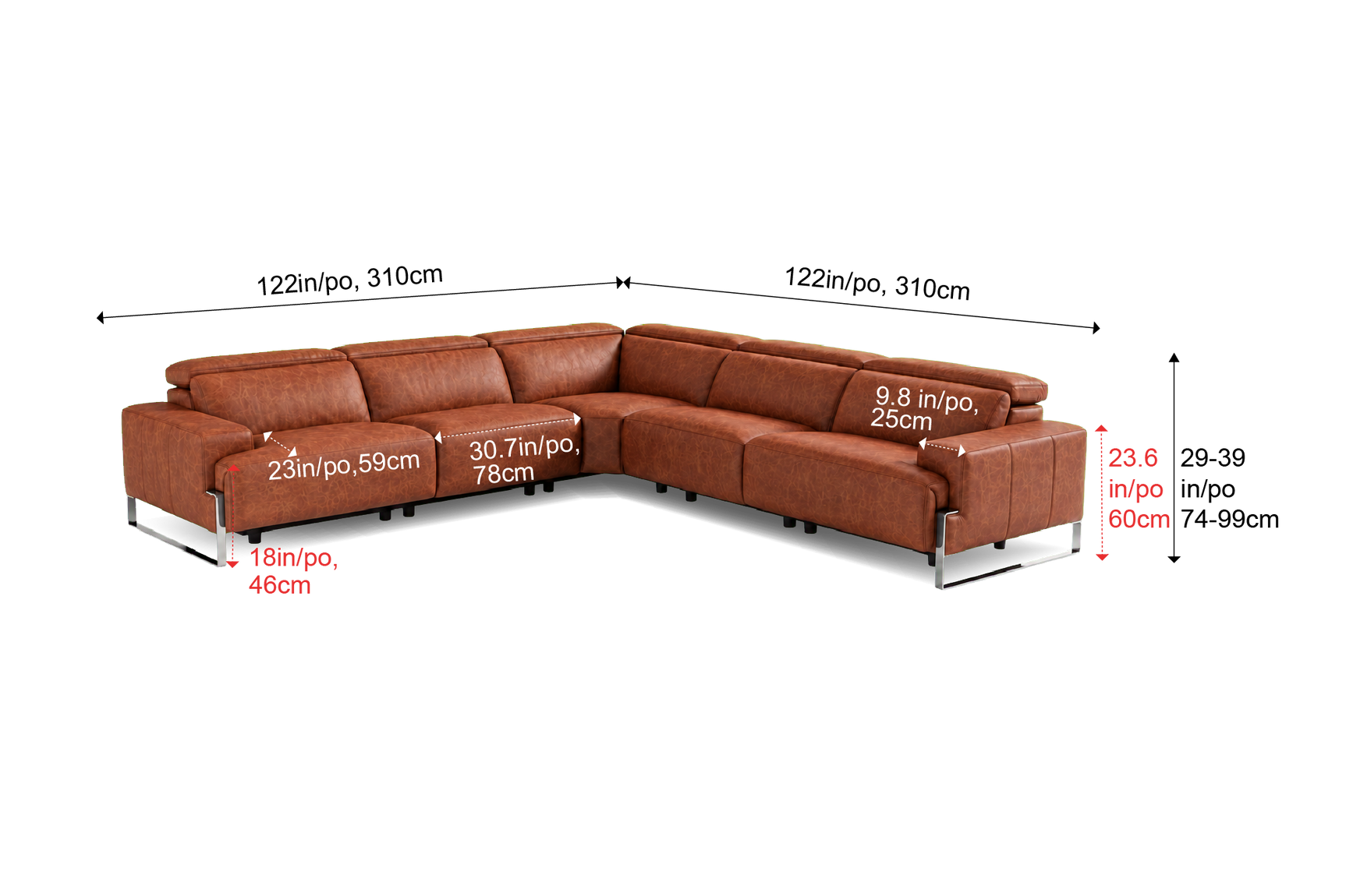 Valencia Melania Distressed Leather Reclining Corner Sectional Sofa