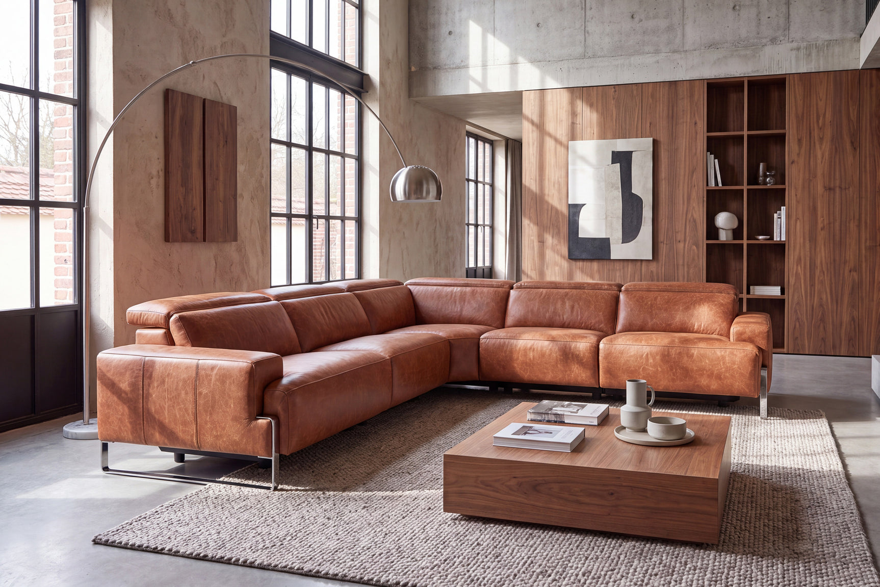 Valencia Melania Distressed Leather Reclining Corner Sectional Sofa