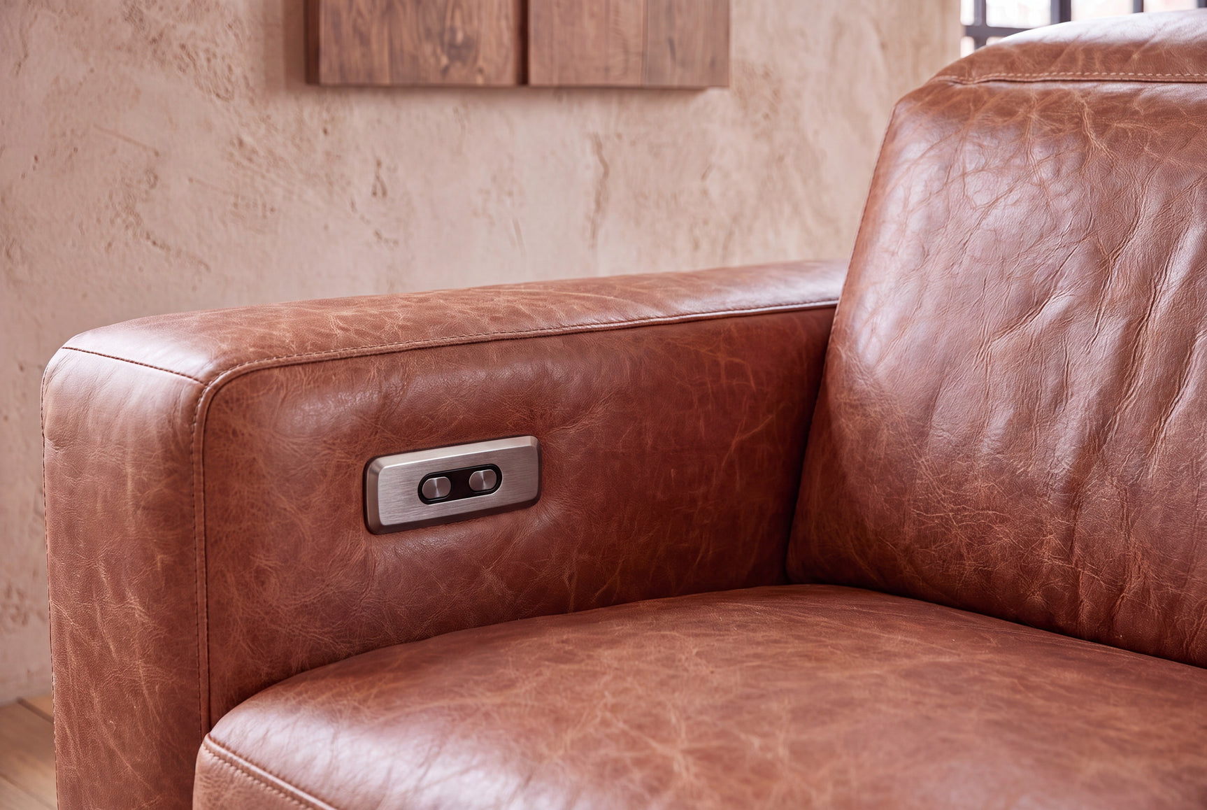 Valencia Melania Distressed Leather Reclining Corner Sectional Sofa