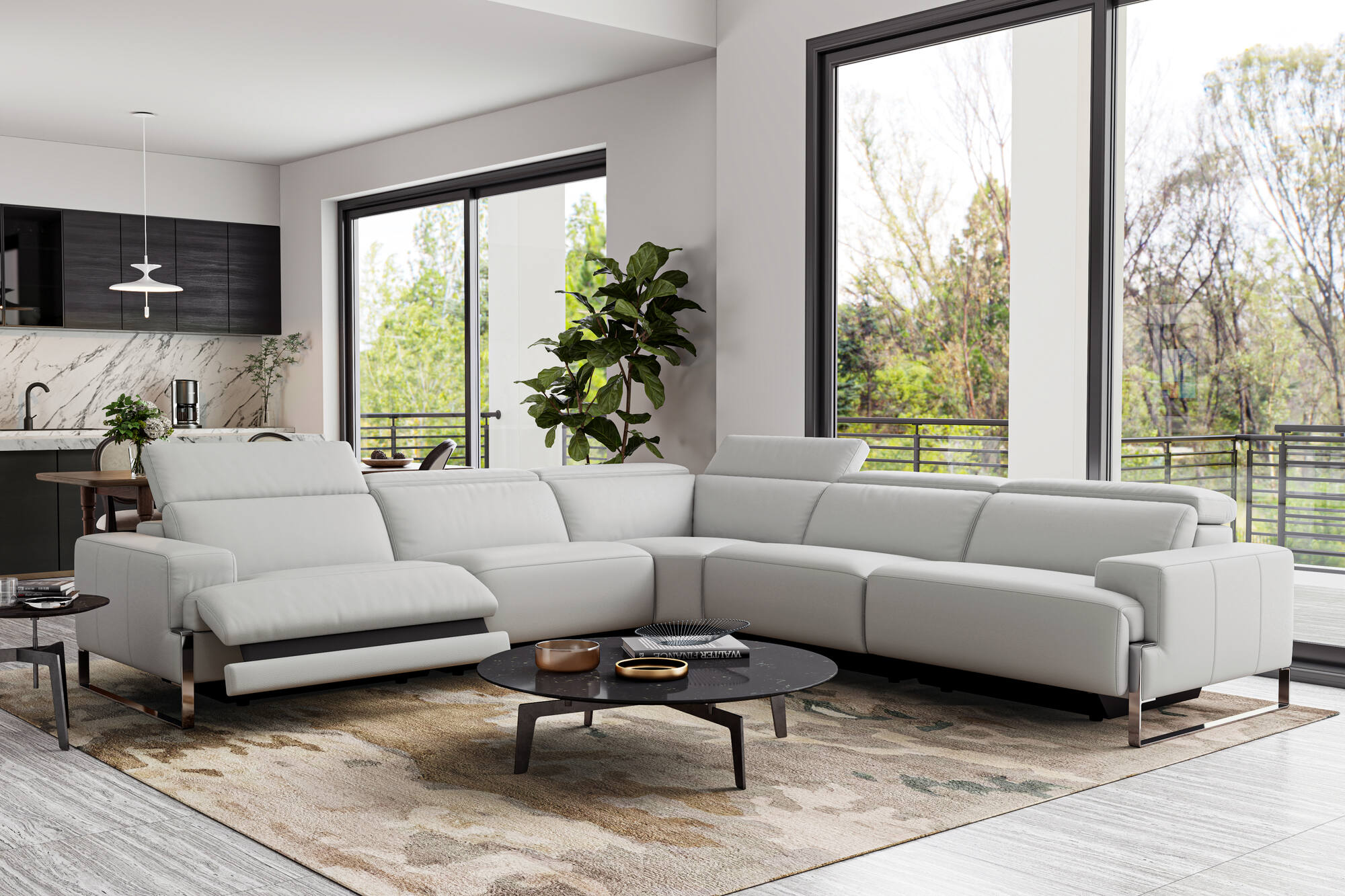 Melania Leather Reclining Corner Sectional Sofa
