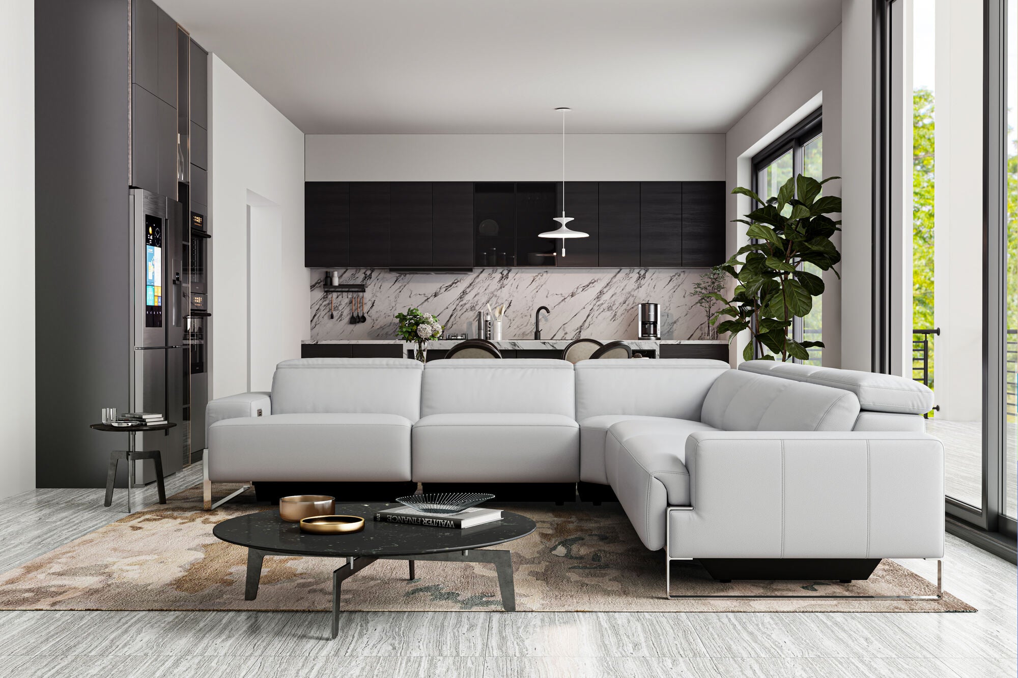 Melania Leather Reclining Corner Sectional Sofa