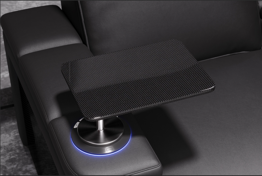 Valencia Monza Leather Home Theater Seating With Carbon Fiber Panel Single, Carbon Black