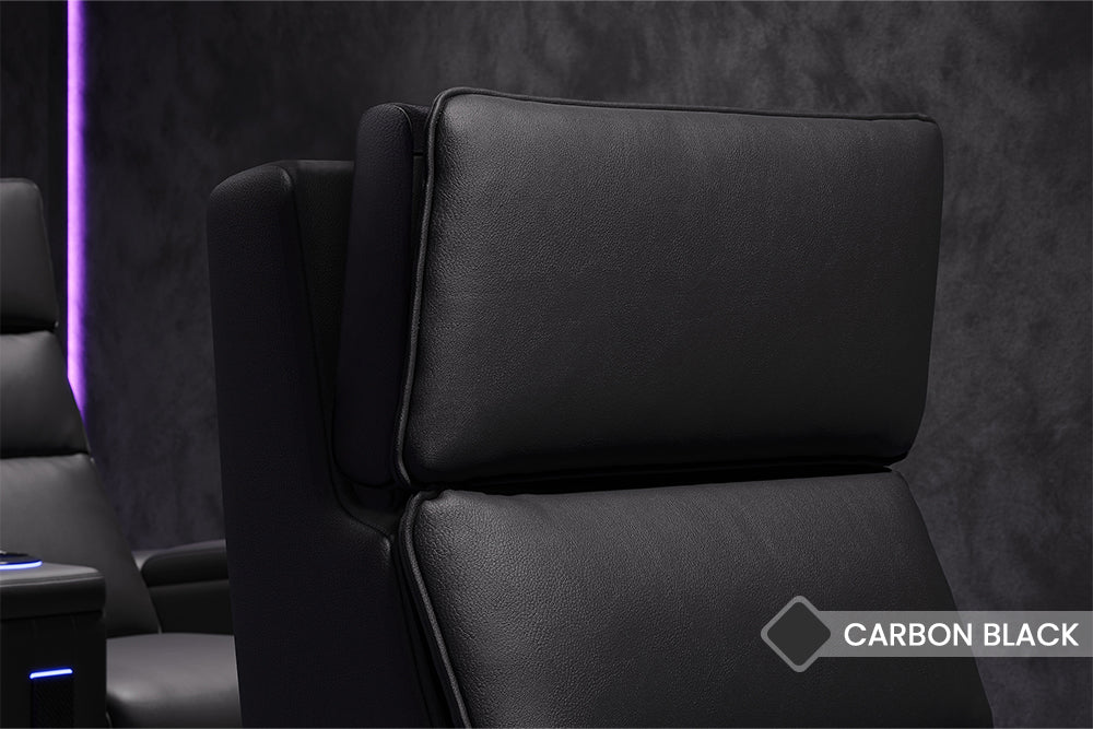 Valencia Monza Leather Home Theater Seating With Carbon Fiber Panel Single, Carbon Black