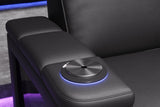 Valencia 2025 New Monza Leather Home Theater Seating With Carbon Fiber Panel Row of 3, Black