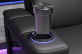 Valencia 2025 New Monza Leather Home Theater Seating With Carbon Fiber Panel Row of 3, Black
