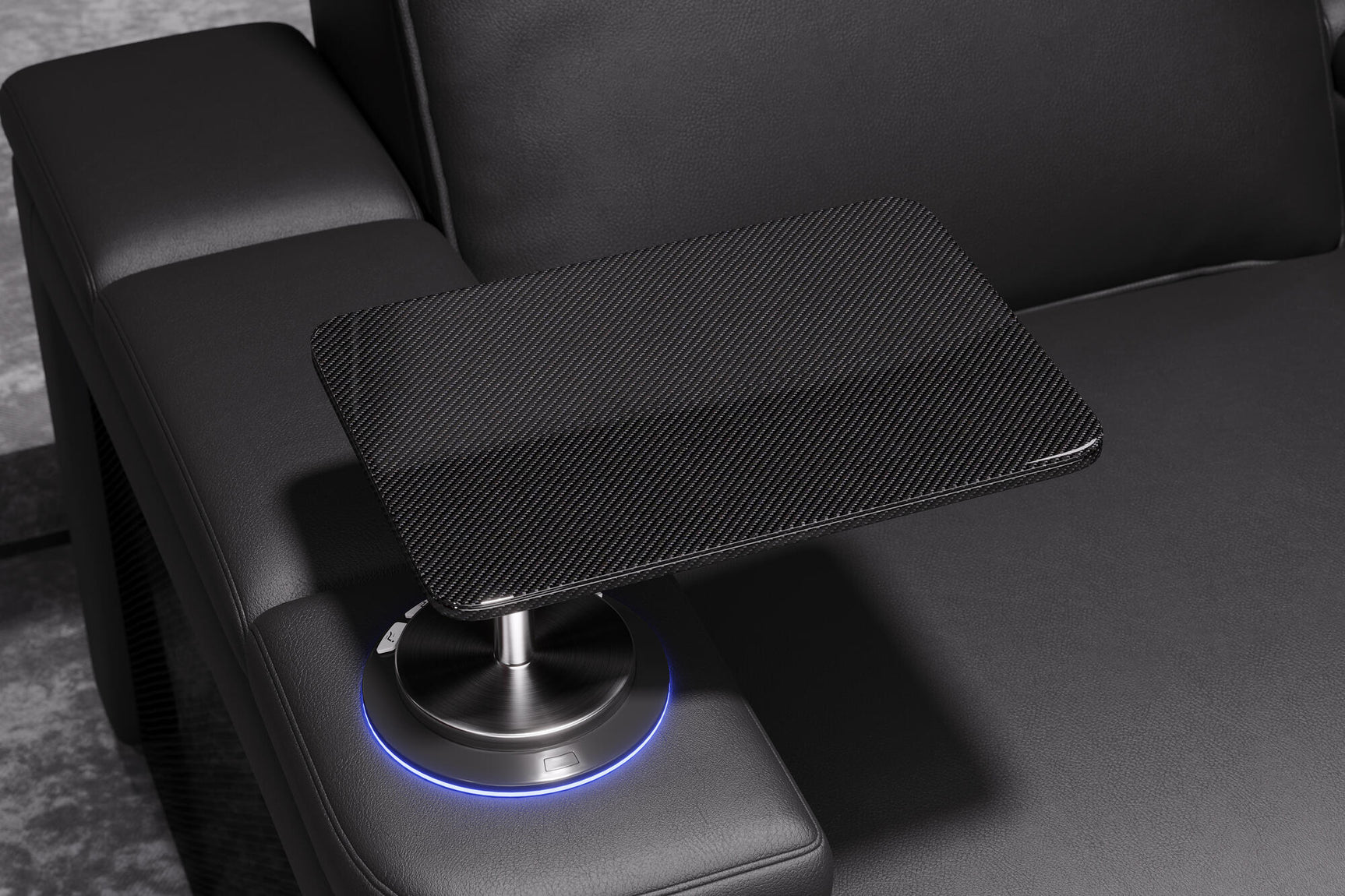 Valencia 2025 New Monza Leather Home Theater Seating With Carbon Fiber Panel Row of 3, Black