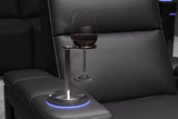 Valencia 2025 New Monza Leather Home Theater Seating With Carbon Fiber Panel Row of 3, Black