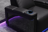 Valencia 2025 New Monza Leather Home Theater Seating With Carbon Fiber Panel Row of 3, Black