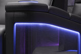 Valencia 2025 New Monza Leather Home Theater Seating With Carbon Fiber Panel Row of 3, Black