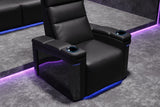 Valencia 2025 New Monza Leather Home Theater Seating With Carbon Fiber Panel Row of 3, Black