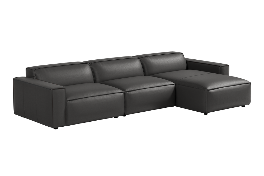 Black leather modular lounge sale