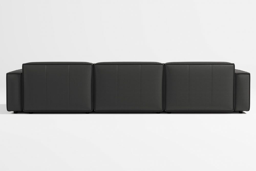 Valencia Nathan Full Aniline Leather Modular Sofa with Down Feather, Right Chaise, Black Color