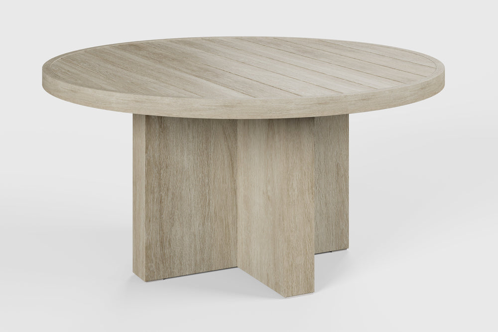 Valencia Nerina Wood Round Outdoor Dining Table, Natural Detailed drawing