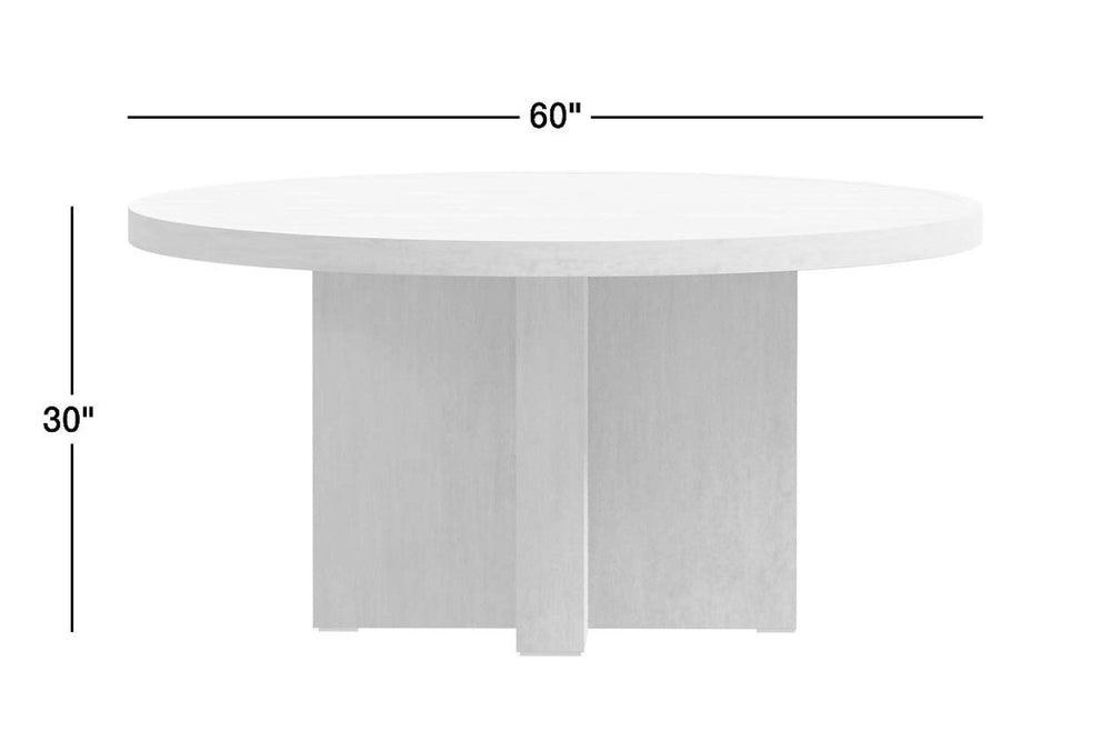 Valencia Nerina Wood Round Outdoor Dining Table, Natural Size diagram