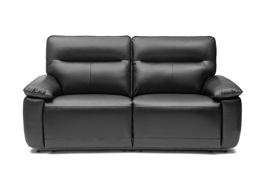 Valencia Nero Leather Loveseat Dual Recliner Sofa, Black