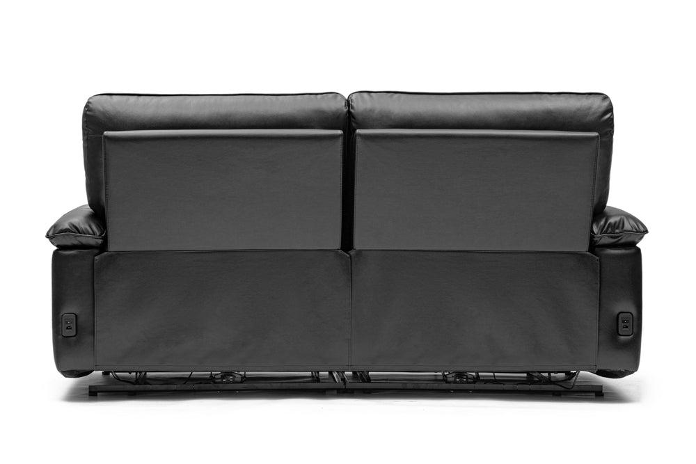 Valencia Nero Leather Loveseat Dual Recliner Sofa, Black