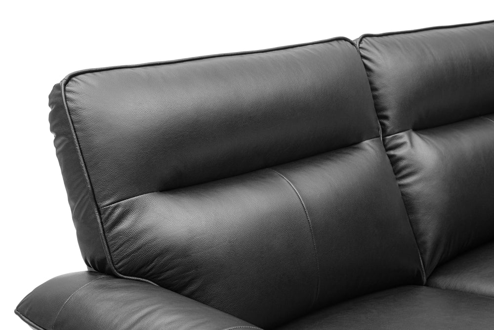 Valencia Nero Leather Loveseat Dual Recliner Sofa, Black