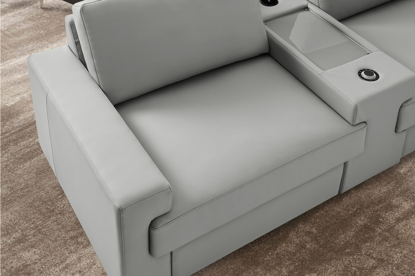 Valencia Nordmaze Leather Corner Sectional Sofa with Integrated Audio