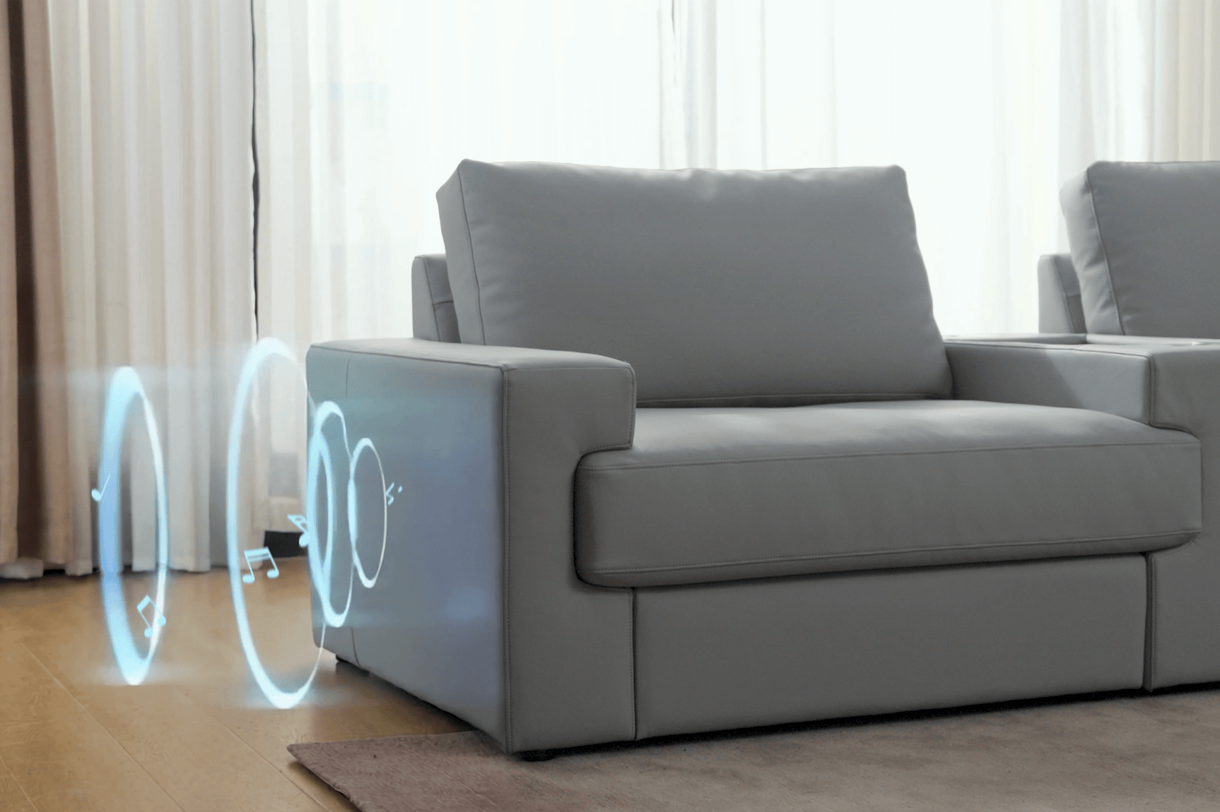 Valencia Nordmaze Leather Corner Sectional Sofa with Integrated Audio